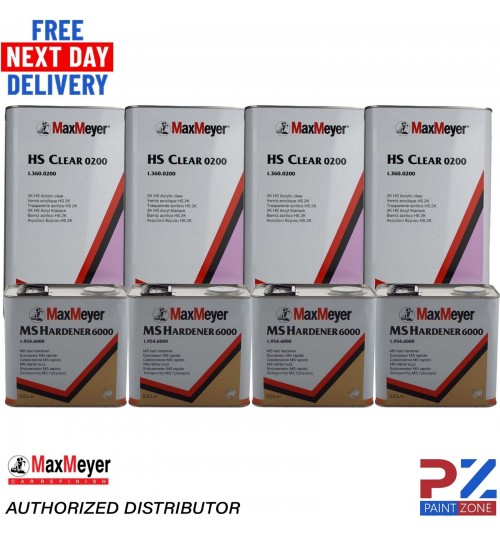 4x Max Meyer HS Clear Coat 2k Lacquer 0200 + MS Hardener 6000 -4X 7. 5Litre kit